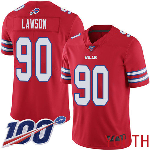 Youth Buffalo Bills #90 Shaq Lawson Limited Red Rush Vapor Untouchable 100th Season NFL Jersey->youth nfl jersey->Youth Jersey